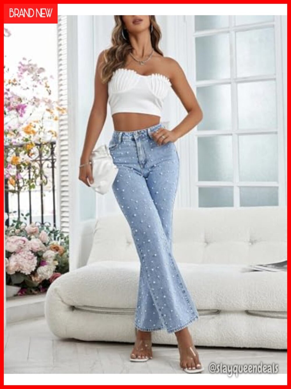 High Waisted Boyfriend Baggy Wide Straight Leg Casual Denim Pants Trousers - Picture 2 of 6
